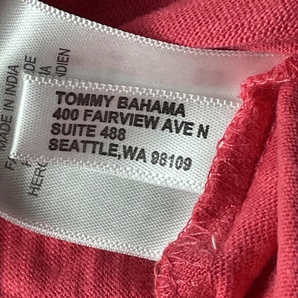 Tommy Bahama Women L Kiera Isle Of Bliss Beaded VNeck Tunic Top Coral Red Resort - Picture 10 of 11